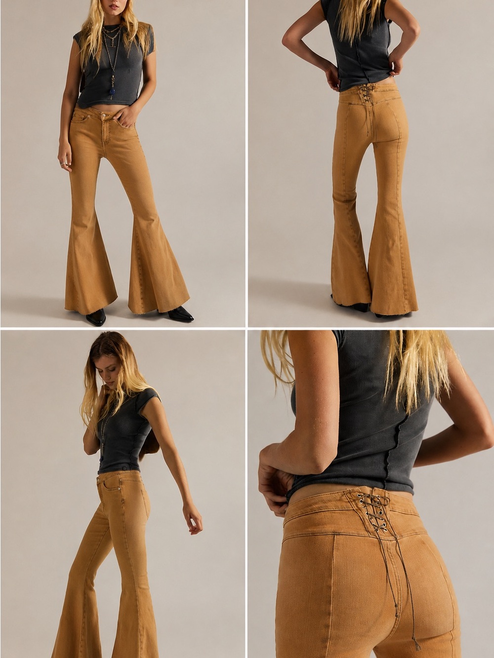 30. Free people • NWT High-Rise Flared Jeans in Camel - W15-16” R11” I32”